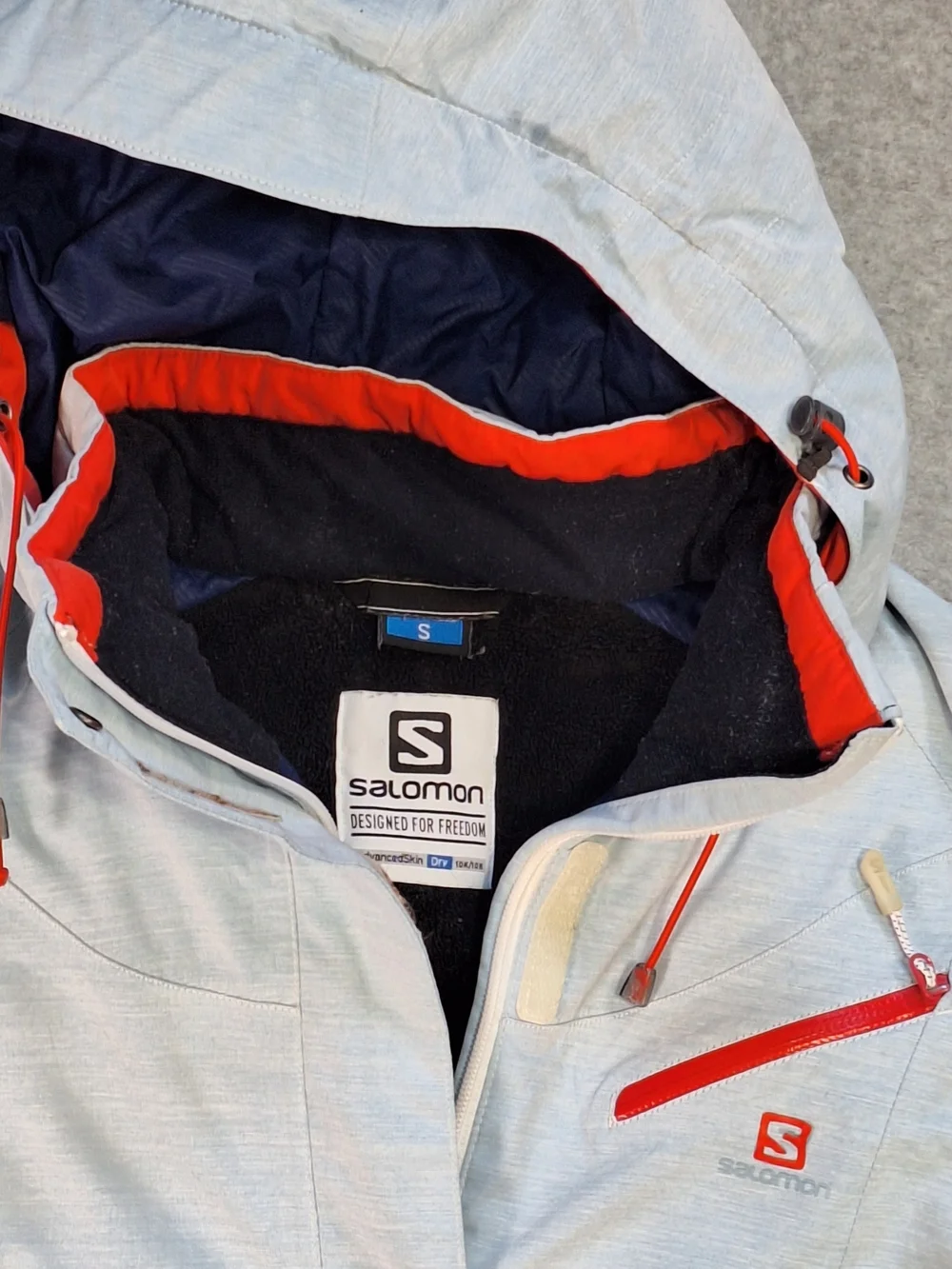 Salomon AdvancedSkin Dry Women's Heather Light Blue Hooded Ski Jacket Size S